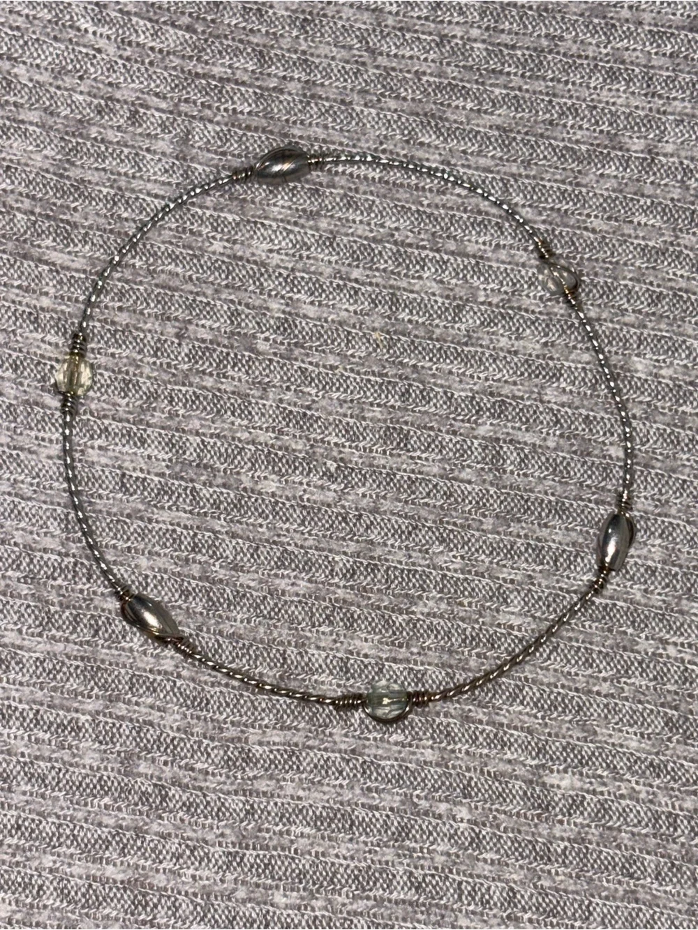 Vintage silver tone clear beaded bangle bracelet